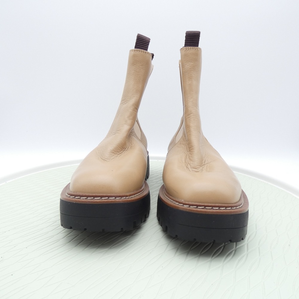 Sam Edelman Laguna Beige Leather Lug Sole Chelsea Boots Womens 6.5M Platform - Picture 2 of 9